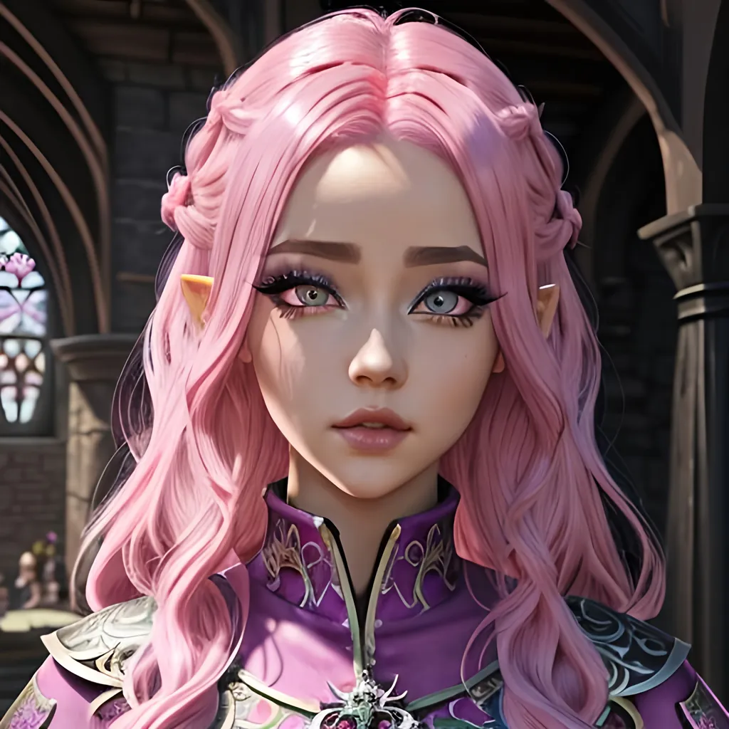 Prompt: masterpiece, splash art, ink painting, beautiful cute D&D fantasy, (23 years old) pixie girl cleric, ((beautiful detailed face and large eyes)), bright pink hair, looking at the viewer, wearing cleric outfit, intricate hyper detailed hair, intricate hyper detailed eyelashes, intricate hyper detailed shining pupils #3238, UHD, hd , 8k eyes, detailed face, big anime dreamy eyes, 8k eyes, intricate details, insanely detailed, masterpiece, cinematic lighting, 8k, complementary colors, golden ratio, octane render, volumetric lighting, unreal 5, artwork, concept art, cover, top model, light on hair colorful glamourous hyperdetailed, intricate hyperdetailed breathtaking colorful glamorous scenic view landscape, ultra-fine details, hyper-focused, deep colors, dramatic lighting, ambient lighting god rays | by sakimi chan, artgerm, wlop, pixiv, tumblr, instagram, deviantart