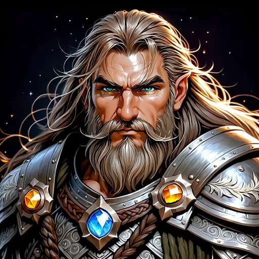 Prompt: Full body visible, oil painting, D&D fantasy, older years old ((Male)) dwarven cleric, ((dwarf build, rugged older detailed face, bulbous nose, and hazel anime eyes)), ((Short stocky broad shoulders barrel chested)), long braided dark hair, long braided dark Dwarven beard, short pointed ears, determined look, looking at the viewer, intricate detailed holy cleric magical armor, intricate hyper detailed hair, intricate hyper detailed eyelashes, intricate hyper detailed shining pupils, #3238, UHD, hd , 8k eyes, detailed face, big anime dreamy eyes, 8k eyes, intricate details, insanely detailed, masterpiece, cinematic lighting, 8k, complementary colors, golden ratio, octane render, volumetric lighting, unreal 5, artwork, concept art, cover, top model, light on hair colorful glamourous hyperdetailed plains battlefield background, intricate hyperdetailed plains battlefield background, ultra-fine details, hyper-focused, deep colors, dramatic lighting, ambient lighting | by sakimi chan, artgerm, wlop, pixiv, tumblr, instagram, deviantart