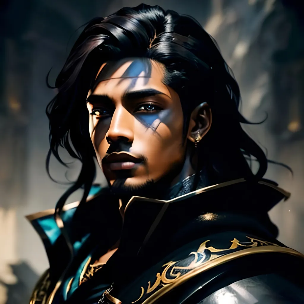Prompt: masterpiece, splash art, ink painting, handsome D&D fantasy, (23 years old) (dark-skinned-human male wizard, ((beautiful detailed face and large eyes)), light dark hair, looking at the viewer, wearing wizard outfit, intricate hyper detailed hair,  #3238, UHD, hd , 8k eyes, detailed face, big anime dreamy eyes, 8k eyes, intricate details, insanely detailed, masterpiece, 8k, complementary colors, golden ratio, octane render, volumetric lighting, unreal 5, artwork, concept art, cover, top model, light on hair colorful glamourous hyperdetailed, intricate hyperdetailed breathtaking colorful glamorous scenic view landscape, ultra-fine details, hyper-focused, deep colors, ambient lighting god rays | by sakimi chan, artgerm, wlop, pixiv, tumblr, instagram, deviantart