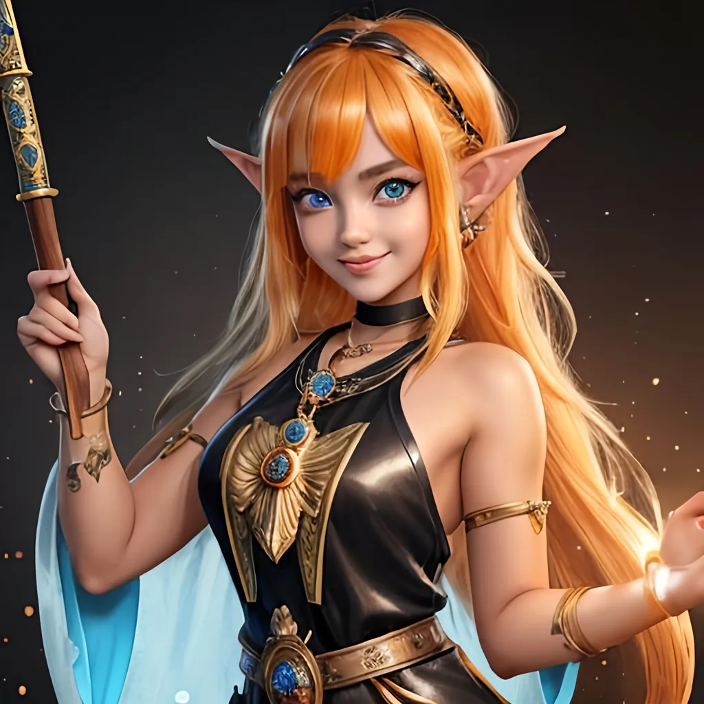 Prompt: masterpiece, splash art, ink painting, beautiful pop idol, D&D fantasy, (23 years old) lightly tanned-skinned hobbit girl, ((beautiful detailed face and large eyes)), mischievous grin, blonde with bright orange highlights hair, short small pointed ears, mischievous grin looking at the viewer, wearing detailed priestess dress and casting a light spell #3238, UHD, hd , 8k eyes, detailed face, big anime dreamy eyes, 8k eyes, intricate details, insanely detailed, masterpiece, cinematic lighting, 8k, complementary colors, golden ratio, octane render, volumetric lighting, unreal 5, artwork, concept art, cover, top model, light on hair colorful glamourous hyperdetailed medieval city background, intricate hyperdetailed breathtaking colorful glamorous scenic view landscape, ultra-fine details, hyper-focused, deep colors, dramatic lighting, ambient lighting god rays, flowers, garden | by sakimi chan, artgerm, wlop, pixiv, tumblr, instagram, deviantart