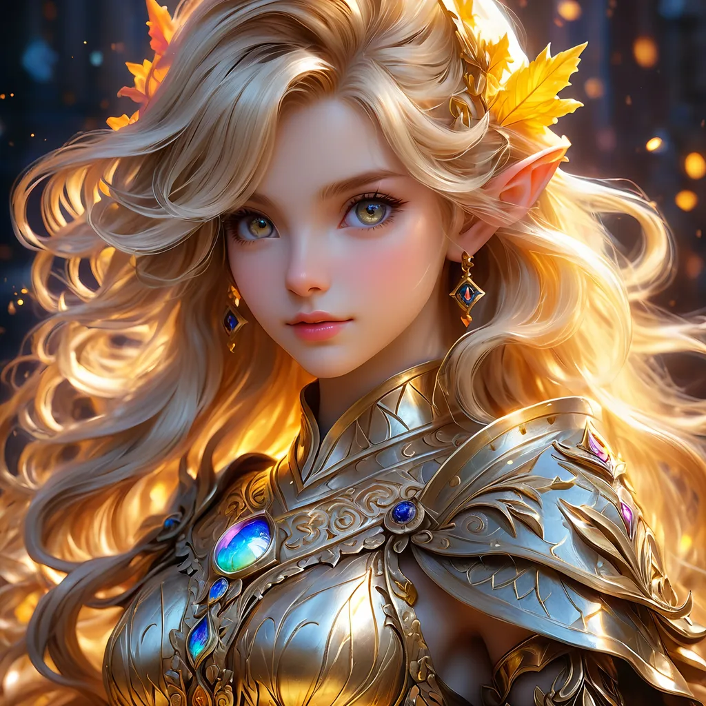 Prompt: Full Body visible, oil painting, D&D fantasy, very cute young ((light-skinned-elf girl)), light-skinned-female, slender, ((beautiful detailed face and large dark anime eyes)) long wavy dirty blonde hair, determined smile, pointed ears, looking at the viewer, witch wearing rags, intricate hyper detailed hair, intricate hyper detailed eyelashes, intricate hyper detailed shining pupils #3238, UHD, hd , 8k eyes, detailed face, big anime dreamy eyes, 8k eyes, intricate details, insanely detailed, masterpiece, cinematic lighting, 8k, complementary colors, golden ratio, octane render, volumetric lighting, unreal 5, artwork, concept art, cover, top model, light on hair colorful glamourous hyperdetailed, intricate hyperdetailed breathtaking colorful  burning village, ultra-fine details, hyper-focused, deep colors, dramatic lighting, ambient lighting god rays, | by sakimi chan, artgerm, wlop, pixiv, tumblr, instagram, deviantart