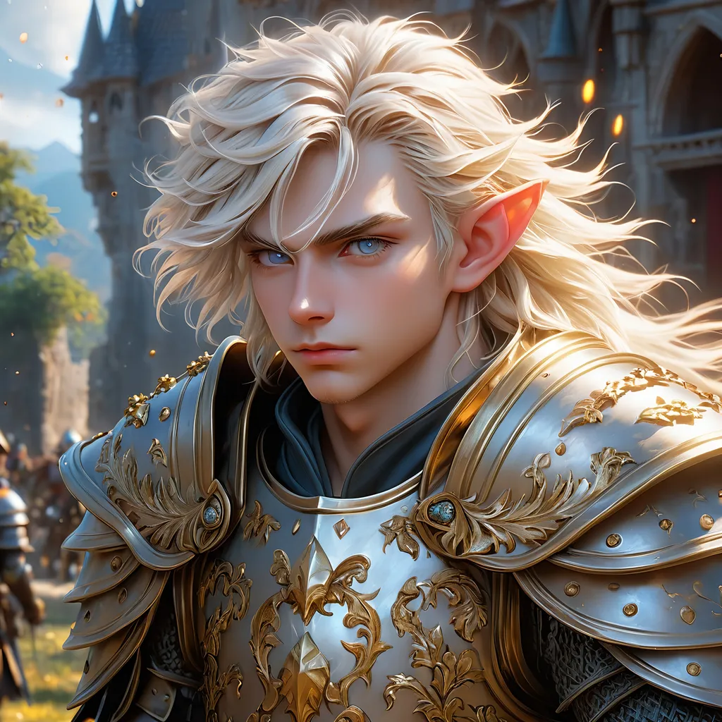 Prompt: Full body visible, oil painting, D&D fantasy, older pale-skinned-gnome man, pale-skinned-gnome male, short, ((handsome detailed face and eyes)), short bright white hair, cropped hair, ready for battle, pointed ears, looking at the viewer, warrior wearing intricate armor outfit, intricate hyper detailed hair, intricate hyper detailed eyelashes, intricate hyper detailed shining pupils #3238, UHD, hd , 8k eyes, detailed face, big anime dreamy eyes, 8k eyes, intricate details, insanely detailed, masterpiece, cinematic lighting, 8k, complementary colors, golden ratio, octane render, volumetric lighting, unreal 5, artwork, concept art, cover, top model, light on hair colorful glamourous hyperdetailed medieval city background, intricate hyperdetailed breathtaking bloodied war torn view landscape, ultra-fine details, hyper-focused, deep colors, dramatic lighting, ambient lighting god rays | by sakimi chan, artgerm, wlop, pixiv, tumblr, instagram, deviantart