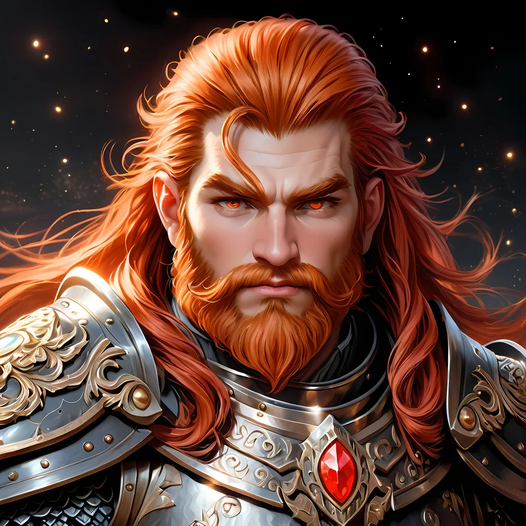 Prompt: Full body visible, oil painting, D&D fantasy, older years old ((Male)) Gold Dwarf, ((Stocky dwarf build, rugged older detailed face and hazel eyes)), Cleric, ((Short, stocky, slightly chubby, broad shoulders)), long straight bright red hair, long bright red Dwarven beard, short pointed ears, determined look, looking at the viewer, intricate detailed black magical armour and using a large metal shield, intricate hyper detailed hair, intricate hyper detailed eyelashes, intricate hyper detailed shining pupils, #3238, UHD, hd , 8k eyes, detailed face, big anime dreamy eyes, 8k eyes, intricate details, insanely detailed, masterpiece, cinematic lighting, 8k, complementary colors, golden ratio, octane render, volumetric lighting, unreal 5, artwork, concept art, cover, top model, light on hair colorful glamourous hyperdetailed plains battlefield background, intricate hyperdetailed plains battlefield background, ultra-fine details, hyper-focused, deep colors, dramatic lighting, ambient lighting | by sakimi chan, artgerm, wlop, pixiv, tumblr, instagram, deviantart