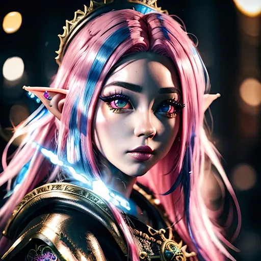 Prompt: masterpiece, splash art, ink painting, beautiful cute D&D fantasy, (23 years old) gnome girl cleric, ((beautiful detailed face and large eyes)), bright pink hair, looking at the viewer, wearing cleric outfit, intricate hyper detailed hair, intricate hyper detailed eyelashes, intricate hyper detailed shining pupils #3238, UHD, hd , 8k eyes, detailed face, big anime dreamy eyes, 8k eyes, intricate details, insanely detailed, masterpiece, cinematic lighting, 8k, complementary colors, golden ratio, octane render, volumetric lighting, unreal 5, artwork, concept art, cover, top model, light on hair colorful glamourous hyperdetailed, intricate hyperdetailed breathtaking colorful glamorous scenic view landscape, ultra-fine details, hyper-focused, deep colors, dramatic lighting, ambient lighting god rays | by sakimi chan, artgerm, wlop, pixiv, tumblr, instagram, deviantart