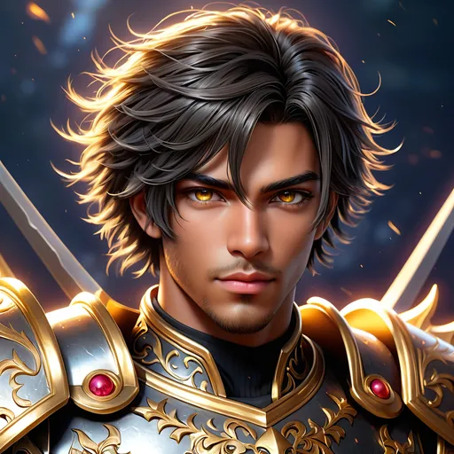 Prompt: Full Body, oil painting, fantasy, a black man with very short black hair with vibrant light hazel eyes, ((handsome detailed face and eyes)), very calm expression with a hint of a smile, clean shaven, large muscles warrior wearing armor ((wielding a large Glaive with both hands)), intricate hyper detailed hair, intricate hyper detailed eyelashes, intricate hyper detailed shining pupils #3238, UHD, hd , 8k eyes, detailed face, big anime dreamy eyes, 8k eyes, intricate details, insanely detailed, masterpiece, cinematic lighting, 8k, complementary colors, golden ratio, octane render, volumetric lighting, unreal 5, artwork, concept art, cover, top model, light on hair colorful glamourous hyperdetailed, ultra-fine details, intricate detailed battlefield background, hyper-focused, deep colors, dramatic lighting, ambient lighting god rays | by sakimi chan, artgerm, wlop, pixiv, tumblr, instagram, deviantart