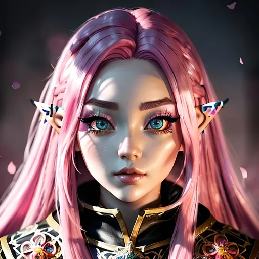 Prompt: masterpiece, splash art, ink painting, beautiful cute D&D fantasy, (23 years old) gnome girl cleric, ((beautiful detailed face and large eyes)), bright pink hair, looking at the viewer, wearing cleric outfit, intricate hyper detailed hair, intricate hyper detailed eyelashes, intricate hyper detailed shining pupils #3238, UHD, hd , 8k eyes, detailed face, big anime dreamy eyes, 8k eyes, intricate details, insanely detailed, masterpiece, cinematic lighting, 8k, complementary colors, golden ratio, octane render, volumetric lighting, unreal 5, artwork, concept art, cover, top model, light on hair colorful glamourous hyperdetailed, intricate hyperdetailed breathtaking colorful glamorous scenic view landscape, ultra-fine details, hyper-focused, deep colors, ambient lighting god rays | by sakimi chan, artgerm, wlop, pixiv, tumblr, instagram, deviantart