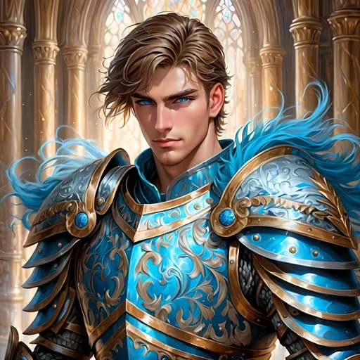 Prompt: Full Body, oil painting, D&D fantasy, a human man with short cropped Dirty Brown hair tied back with vibrant light blue eyes, ((handsome detailed face and eyes)), large muscles Paladin Knight wearing Heavy armor, intricate hyper detailed hair, intricate hyper detailed eyelashes, intricate hyper detailed shining pupils #3238, UHD, hd , 8k eyes, detailed face, big anime dreamy eyes, 8k eyes, intricate details, insanely detailed, masterpiece, cinematic lighting, 8k, complementary colors, golden ratio, octane render, volumetric lighting, unreal 5, artwork, concept art, cover, top model, light on hair colorful glamourous hyperdetailed, ultra-fine details, intricate detailed battlefield background, hyper-focused, deep colors, dramatic lighting, ambient lighting god rays | by sakimi chan, artgerm, wlop, pixiv, tumblr, instagram, deviantart