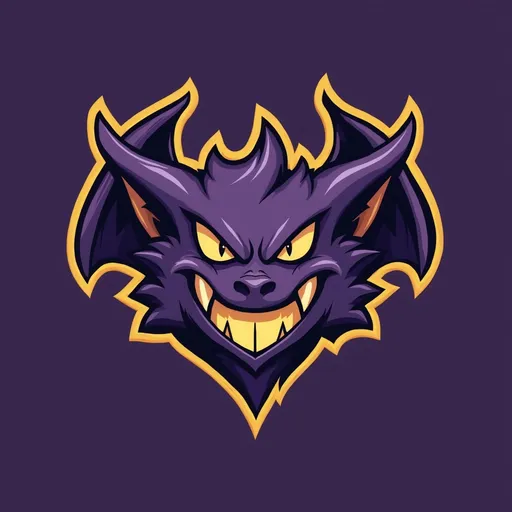 Prompt: faça uma logo para o terceirão, na logo o mascote é o gengar, tem que ser na cor roxa e detales dourado