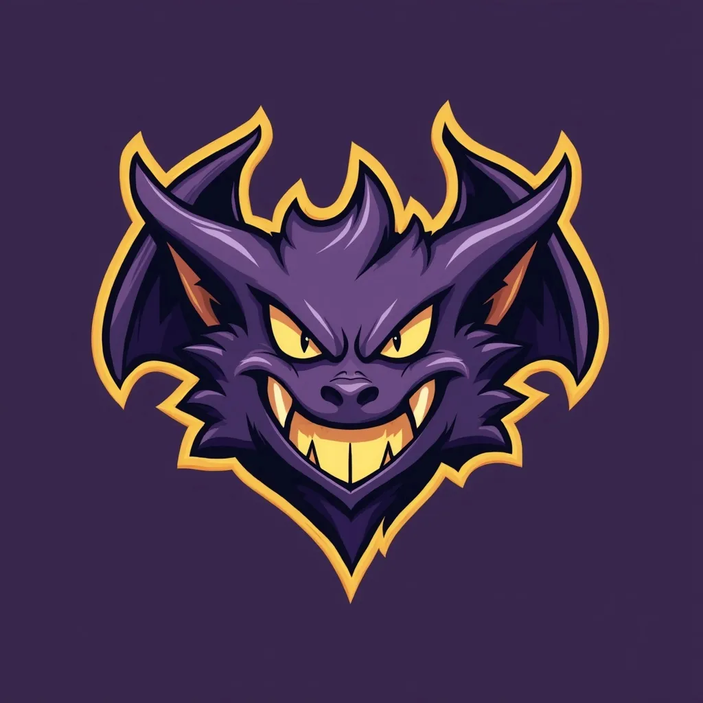 Prompt: faça uma logo para o terceirão, na logo o mascote é o gengar, tem que ser na cor roxa e detales dourado