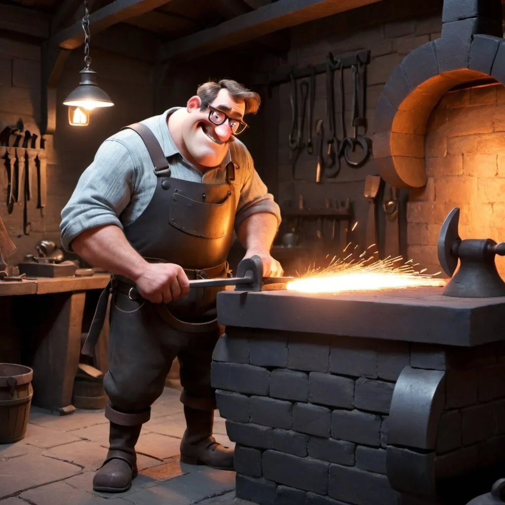 Prompt: blacksmith like it is a pixar character