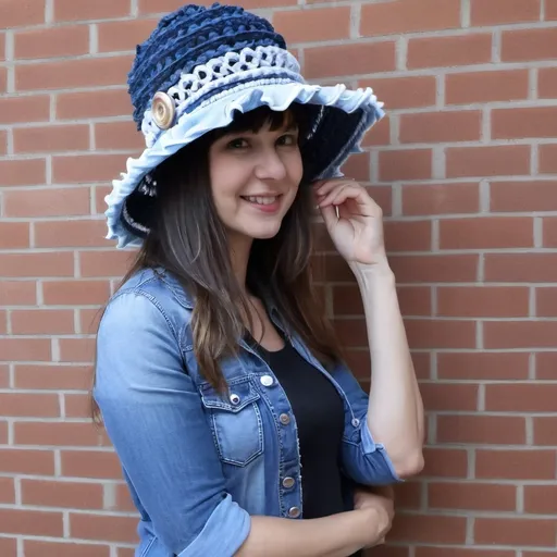 Prompt:  design denim hat upcycle with chochet