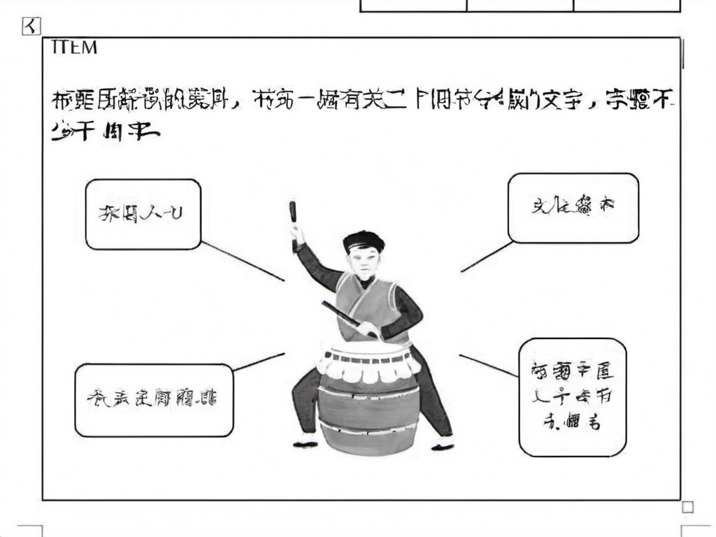 Prompt: a cartoon of a man sitting on a drum with a stick in his hand and a chinese character on the drum, Asai Chū, mingei, phuoc quan, an illustration of