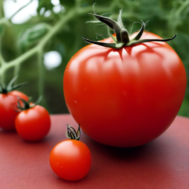 Prompt: Tomato on a table on a techdeck