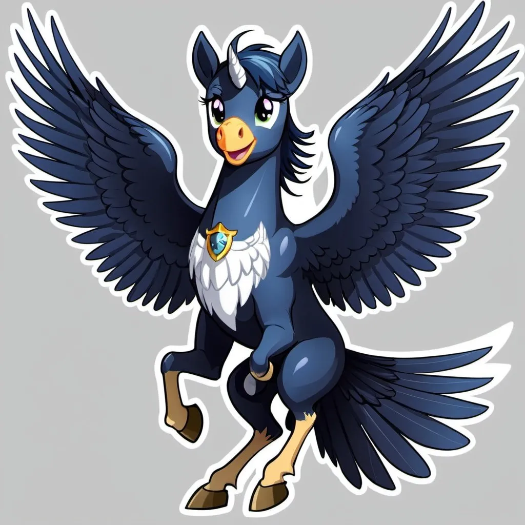 Prompt: Anime, My little pony, hippogriff, Eagle head, horse body, equine, wings, talons