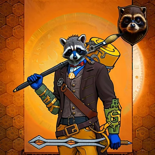 Prompt: Steampunk photorealistic Racoon with monkey on shoulder
Protecting bitcoin with brush 