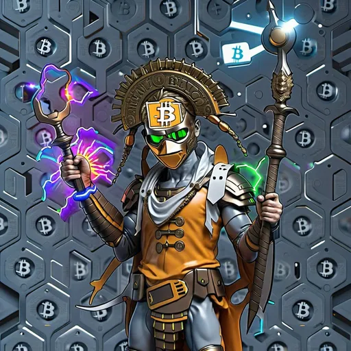 Prompt: Futuristic photorealistic Bitcoin warrior