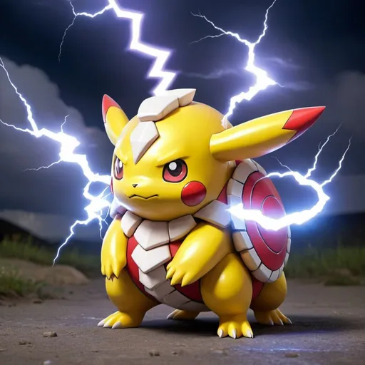 Prompt: a lightning type Pokemon with a lightning shell