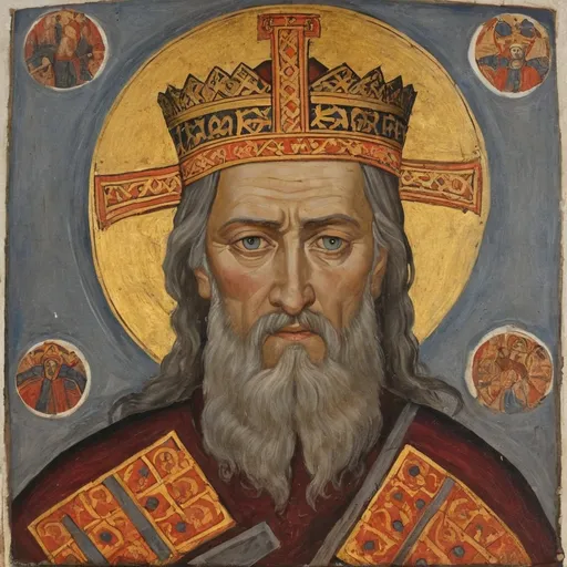 Prompt: Rurik (Old Scand. Hrœrekr[1][2], Rȳrik[3], Church Slav. Rurik[2]; d. 879, State of Rurik) - according to Russian chronicles, Varangian and first ruler of Rus' (option - the first Novgorod prince) and the founder of the Russian princely, which later became the royal, Rurik dynasty[7].

