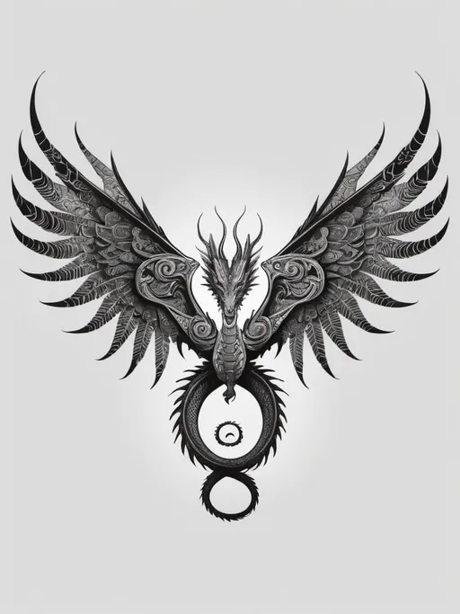 Seraphim wings in black tattoo work style, neck plac...