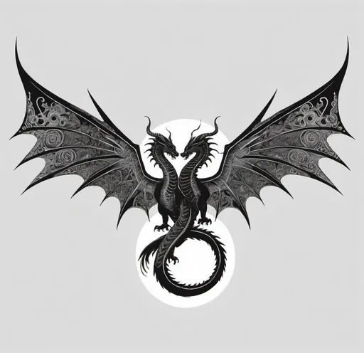 Prompt: Detailed, black-and-white, high-res illustration of two distinct entities with longer tails, professional, intricate design, cool tones, detailed features, minimalistic, black work style, high contrast
That they are dragons but with inspiration in Quetzalcoatl
With bird's wings