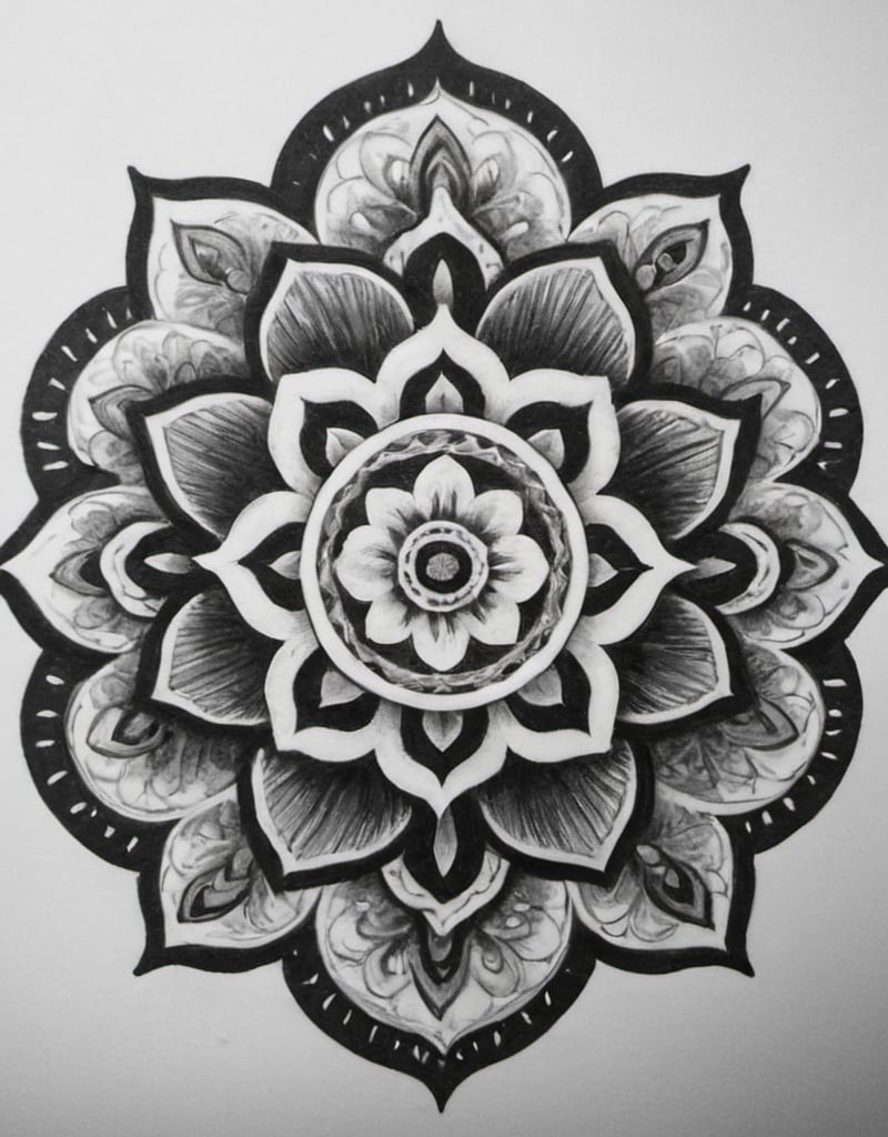 Prompt: I want to know if you can make me a tattoo with a design of the cempasúchil flower, with an abstract mandala style, but highlighting details such as the Mexican but that does not obstruct the main idea style black work


