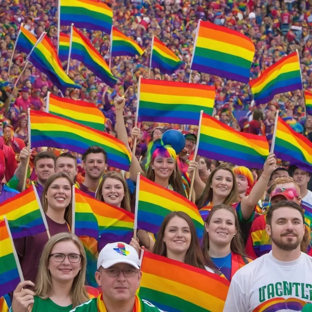 Prompt: Pride Football Fans, colorful
