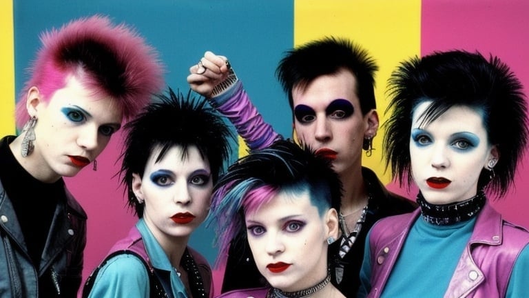 Prompt: 1980s punk new wave very colorful