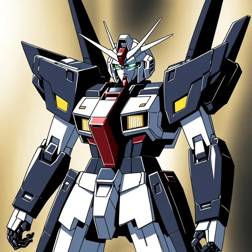 Prompt: Gundam That is Black with it but make it more humanoid and that it has a more silver mixed
