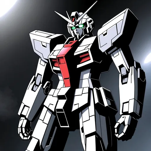 Prompt: Gundam That is Black with it but make it more humanoid and that it has a more silver mixed
