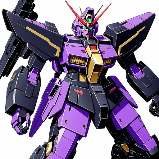 Prompt: Gundam That is Black and has Purple with it