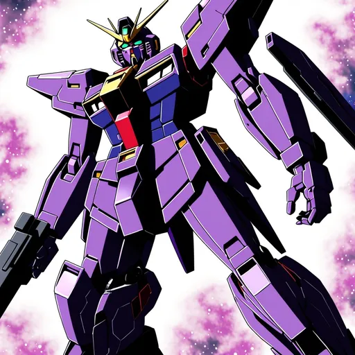 Prompt: Gundam That is Black and has Purple with it