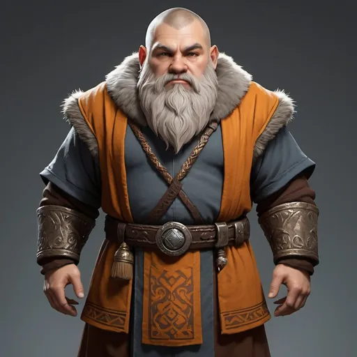 Prompt: A dwarf with wolf-like face, monk robes, genderless, no beard