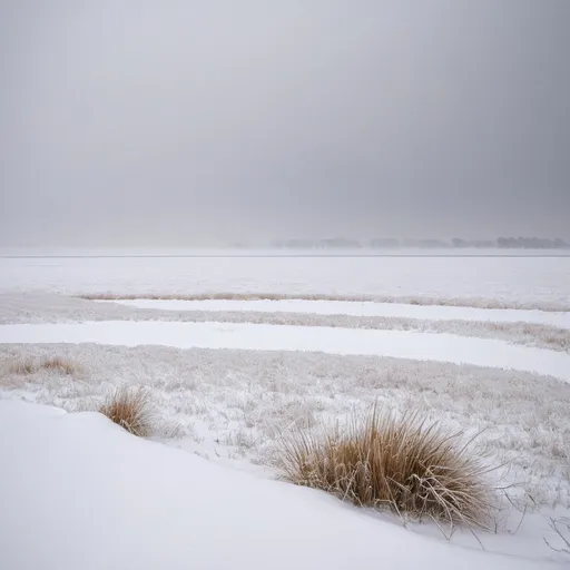 Prompt: The plain north of the river Limlight and south of the river celebrant, winter time, sudden blizzard