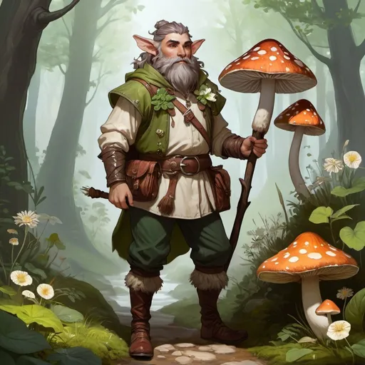 Prompt: a full body image of a D&D 5e firbolg who loves botany and mushrooms, D&D 5e firbolg