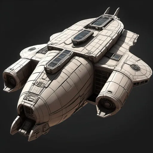 Prompt: A small airship, UNSC design style, Halo style