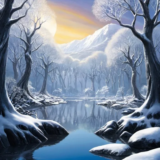 Prompt: Lothlorien in winter