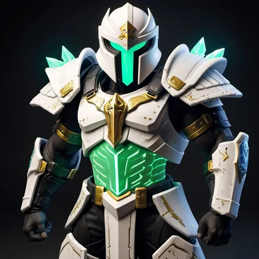 Prompt: Spartan-IV Mjolnir armor, gen 3 Mjolnir, heavy dragon theme, sleek and angular, White, blue and gold accents, glowing lights, green lights, magic runes, glowing runes, heavy on the Halo influence, no horns, Mjolnir style helm, holding a rifle