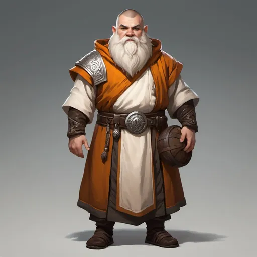 Prompt: A dwarf with wolf-like face, monk robes, genderless, no beard