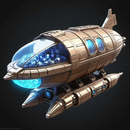 Prompt: A small airship powered by magical crystals, UNSC design style, Halo style