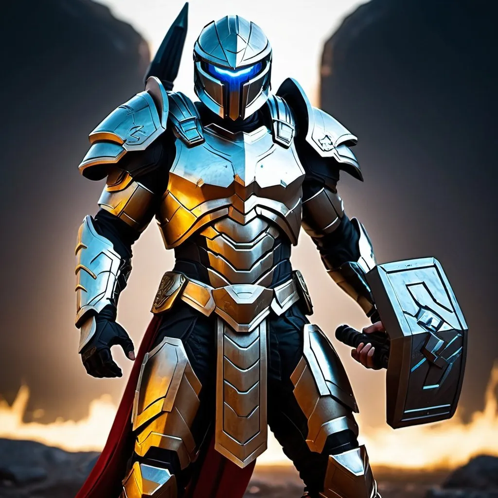 Prompt: Spartan-IV Mjolnir armor, gen 3 Mjolnir, heavy dragon theme, sleek and angular, armor lights, glowing lights, magic runes, glowing runes, heavy on the Halo influence, no horns, Mjolnir style helm, holding a rifle, MA5C rifle