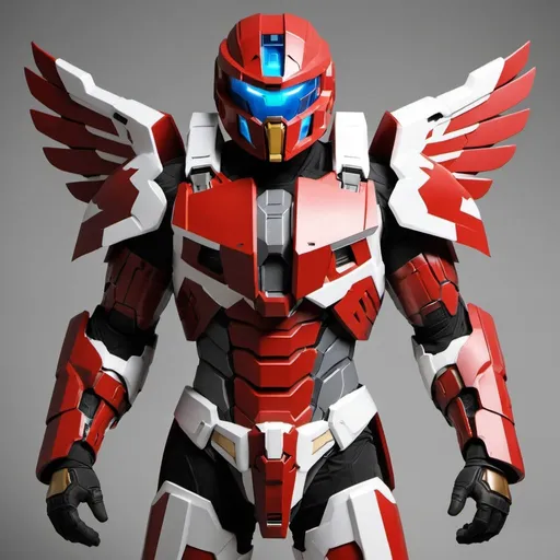 Prompt: Spartan-II gen 3 Mjolnir armor inspired by Wing Zero, heavy on the halo look