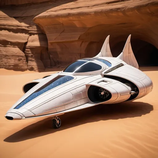 Prompt: An airspeeder designed and built using magical techno, crystals
