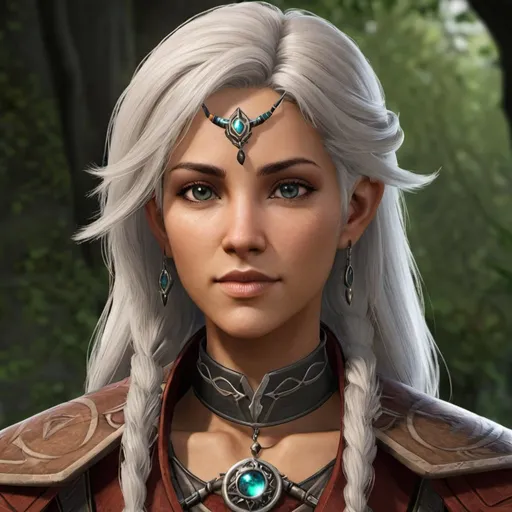 Prompt: As for the oldest daughter, her name is “Elysande Wolfsight." She possesses a grace and charm that belies her strength and cunning, and she is often seen as the face of diplomacy and cultural affairs within Irontree. Elysande plays a crucial role in maintaining alliances and fostering relationships with neighboring realms in the Feywild.