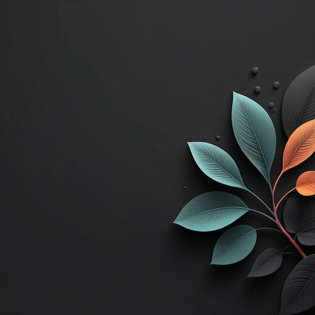 Prompt: 4k desktop wallpaper. modern, minimalist, nature inspired, dark mode, splash of color