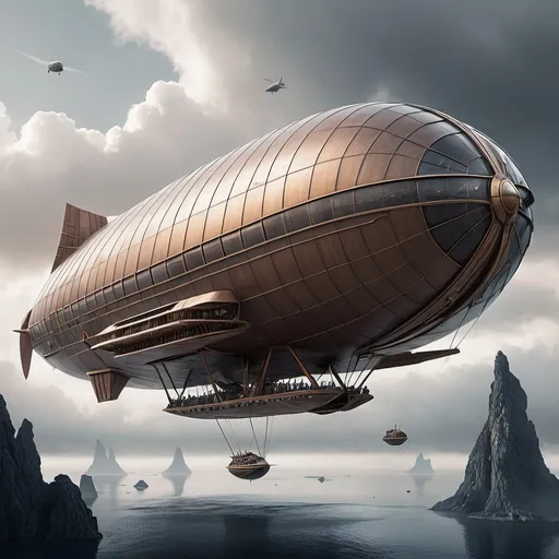 Prompt: A futuristic Viking airship