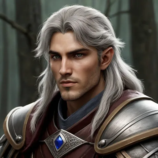 Prompt: The oldest son of Aelar Wolfsblood, the Lord of Wolves, is named “Thaldir Wolfsong." He is known for his keen intellect and prowess in both combat and diplomacy, often serving as his father's right hand in matters of governance and strategy. Human, mid-thirties