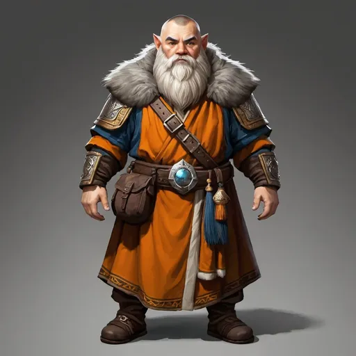 Prompt: A dwarf with wolf features, monk robes