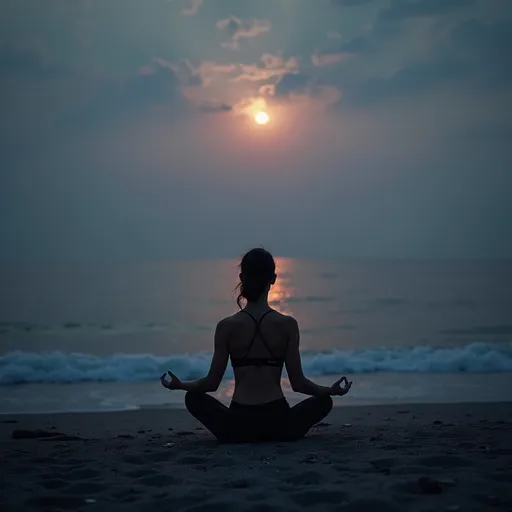 Prompt: a dark beach life  for meditation in mind for consistency slow music
