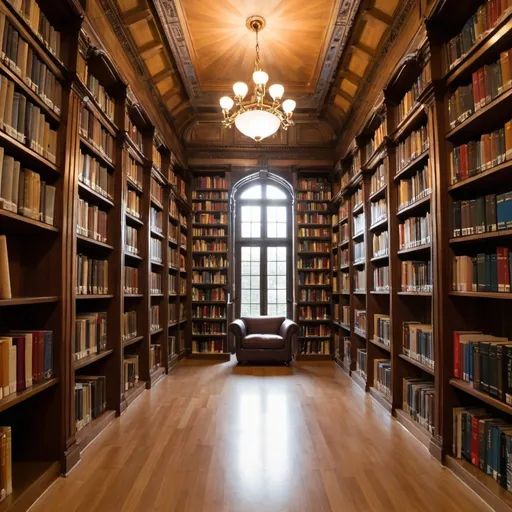 Prompt: Library with literature books