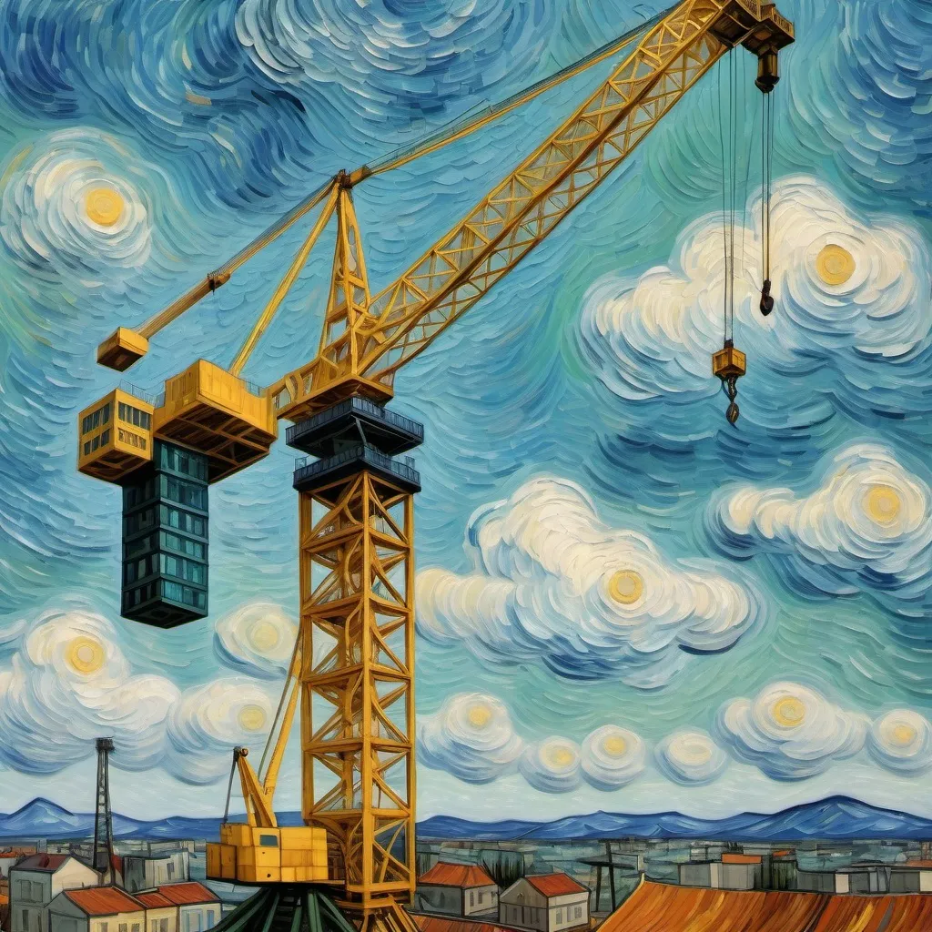 Prompt: tower crane van gogh styele